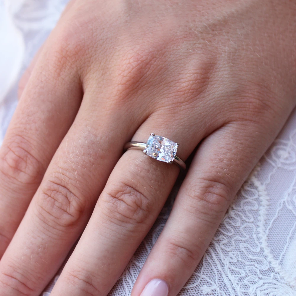 2 Ct. East-West Cushion Ring 4 2 Ct. East-West Cushion Ring - Image 2