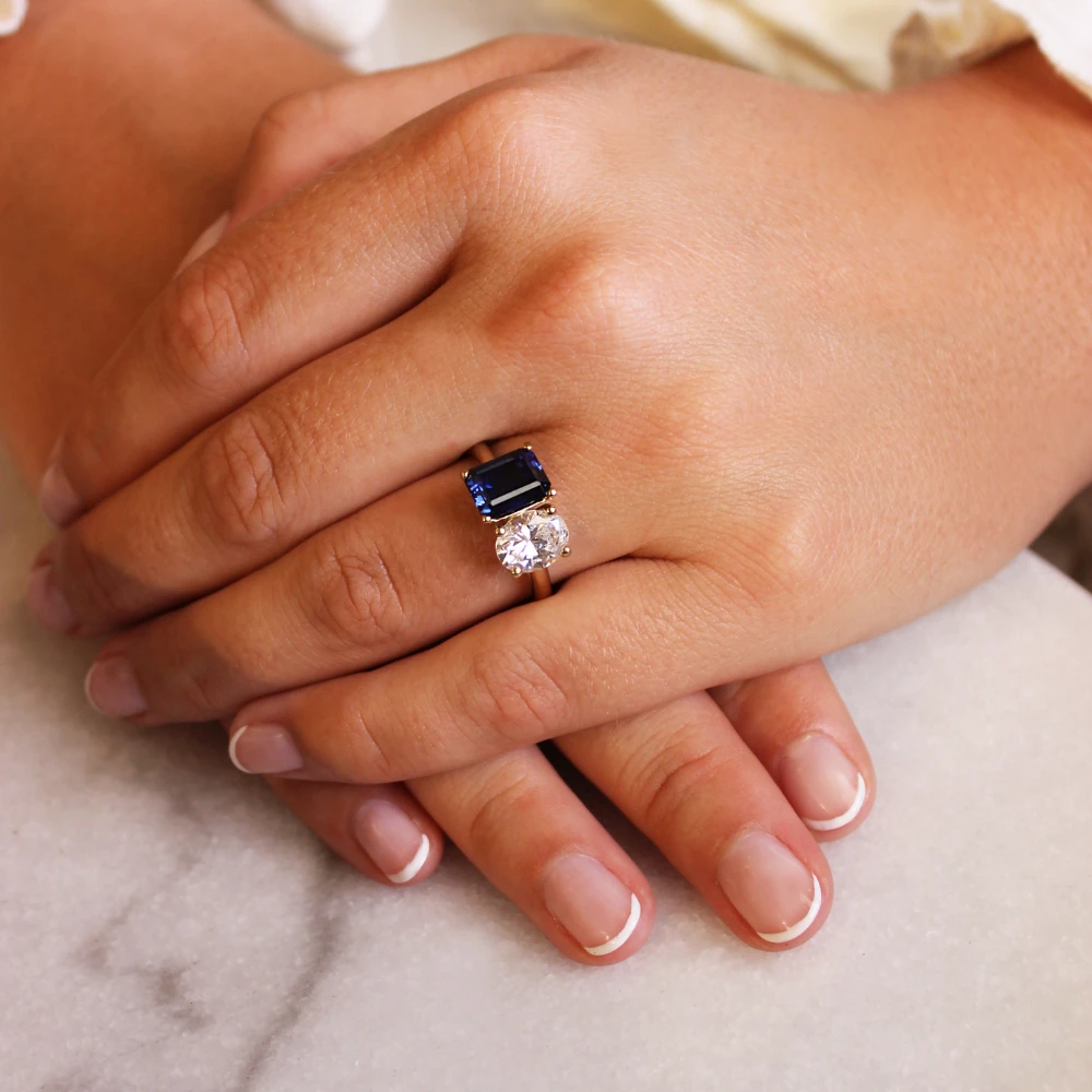 Toi Et Moi Tru-Sapphire And Oval Cut Ring 4 Toi Et Moi Tru-Sapphire And Oval Cut Ring - Image 2