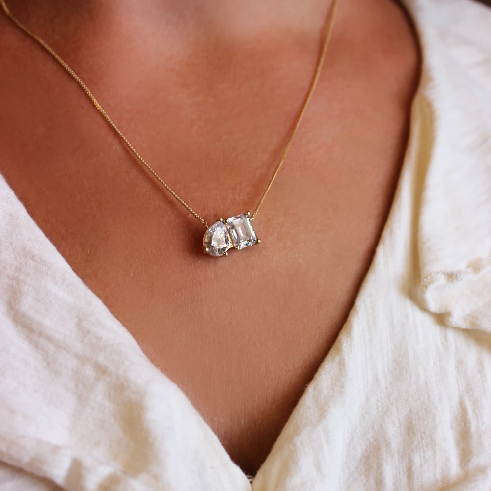 Toi Et Moi Oval And Emerald Cut Necklace 4 Toi Et Moi Oval And Emerald Cut Necklace - Image 2