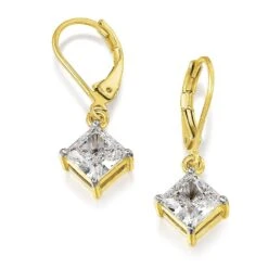 Princess Cut Drop Earrings