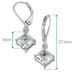 Princess Cut Drop Earrings -Trudiamonds T1009 PC 1