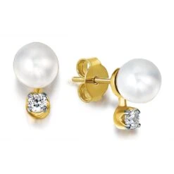 Sparkling Pearl Earrings -Trudiamonds T1015 GC