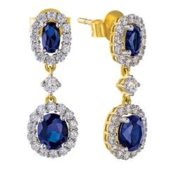 Tru-Sapphire Cluster Drop Earrings