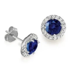 Tru-Sapphire Posh Halo Earrings -Trudiamonds T1914 PC