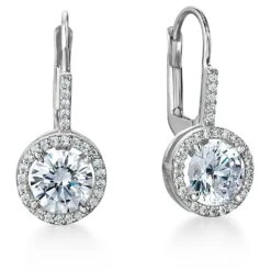 2.25 Ct. T.w. Elegant Halo Drop Earrings -Trudiamonds T1921 PC