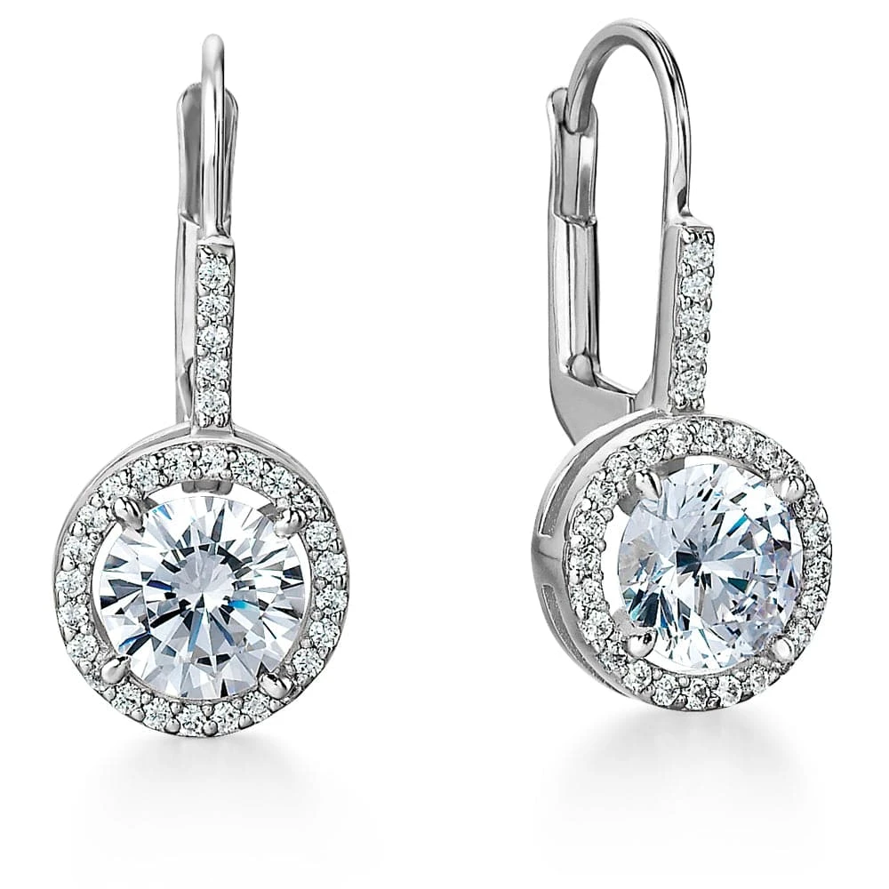 2.25 Ct. T.w. Elegant Halo Drop Earrings 5 2.25 Ct. T.w. Elegant Halo Drop Earrings - Image 3