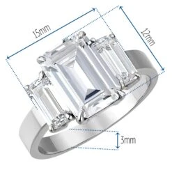 7.75 Ct. T.w. Impressive Emerald Cut Trilogy Ring -Trudiamonds T2058 PC 1