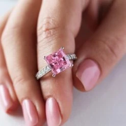 4.35 Ct. T.w. Classic Pink Princess Ring -Trudiamonds T2072 5
