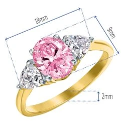 Pink Oval Trillion Ring -Trudiamonds T2076 GC 1