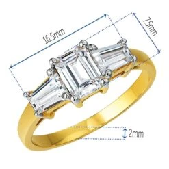 Emerald Cut Trilogy Ring -Trudiamonds T2188 GC 1