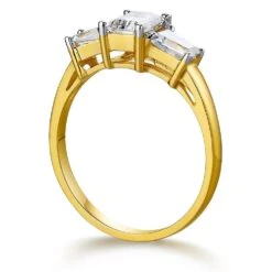 Emerald Cut Trilogy Ring -Trudiamonds T2188 GC 2