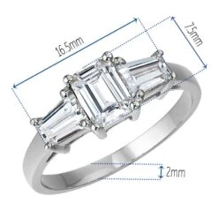 Emerald Cut Trilogy Ring -Trudiamonds T2188 PC 1