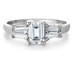 Emerald Cut Trilogy Ring -Trudiamonds T2188 PC 3