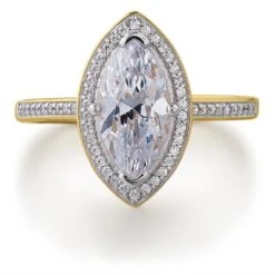 Marquise Cut Halo Ring -Trudiamonds T2267 GC 3