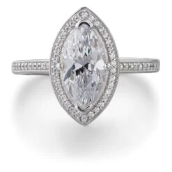Marquise Cut Halo Ring -Trudiamonds T2267 PC 3