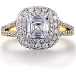 Asscher Cut Double Halo Ring -Trudiamonds T2279 GC 3