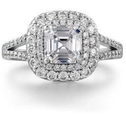 Asscher Cut Double Halo Ring -Trudiamonds T2279 PC 3