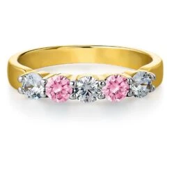 Pink Quintet Ring -Trudiamonds T2860 GC 3