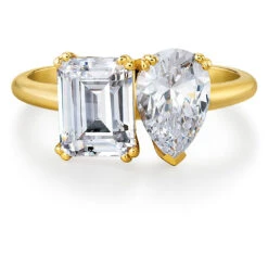 Toi Et Moi Pear And Emerald Cut Ring -Trudiamonds T3042 GC 3