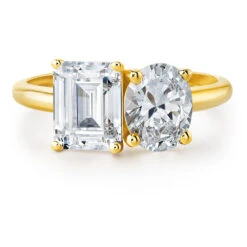 Toi Et Moi Oval And Emerald Cut Ring -Trudiamonds T3051GC 3