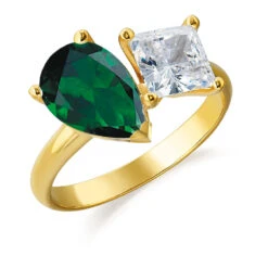 Toi Et Moi Tru-Emerald And Princess Cut Ring