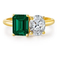 Toi Et Moi Tru-Emerald And Oval Cut Ring 12 Toi Et Moi Tru-Emerald And Oval Cut Ring -Trudiamonds T3061 GC 3