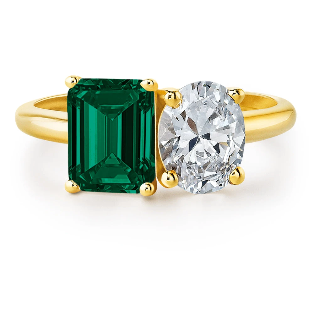 Toi Et Moi Tru-Emerald And Oval Cut Ring 6 Toi Et Moi Tru-Emerald And Oval Cut Ring - Image 4