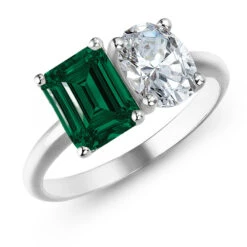 Toi Et Moi Tru-Emerald And Oval Cut Ring 13 Toi Et Moi Tru-Emerald And Oval Cut Ring -Trudiamonds T3061 PC