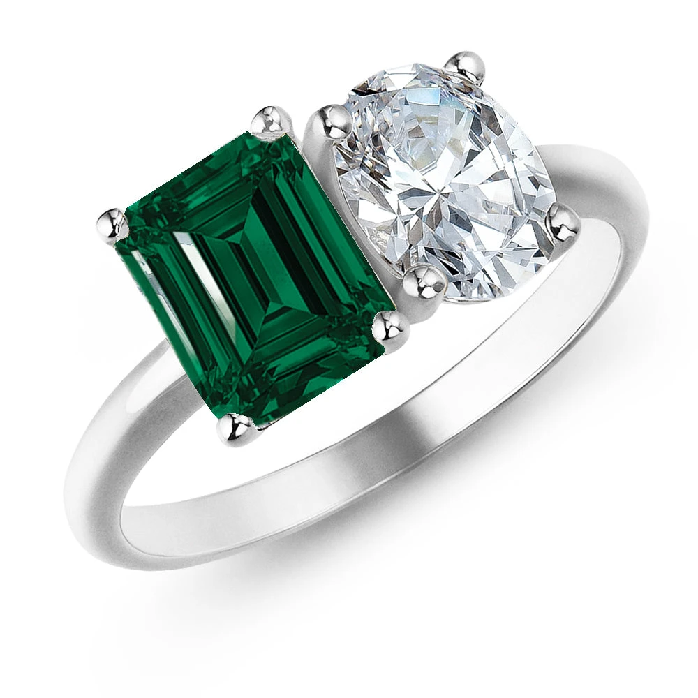 Toi Et Moi Tru-Emerald And Oval Cut Ring 7 Toi Et Moi Tru-Emerald And Oval Cut Ring - Image 5
