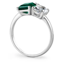 Toi Et Moi Tru-Emerald And Oval Cut Ring 14 Toi Et Moi Tru-Emerald And Oval Cut Ring -Trudiamonds T3061 PC 2