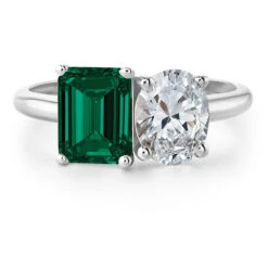 Toi Et Moi Tru-Emerald And Oval Cut Ring 15 Toi Et Moi Tru-Emerald And Oval Cut Ring -Trudiamonds T3061 PC 3
