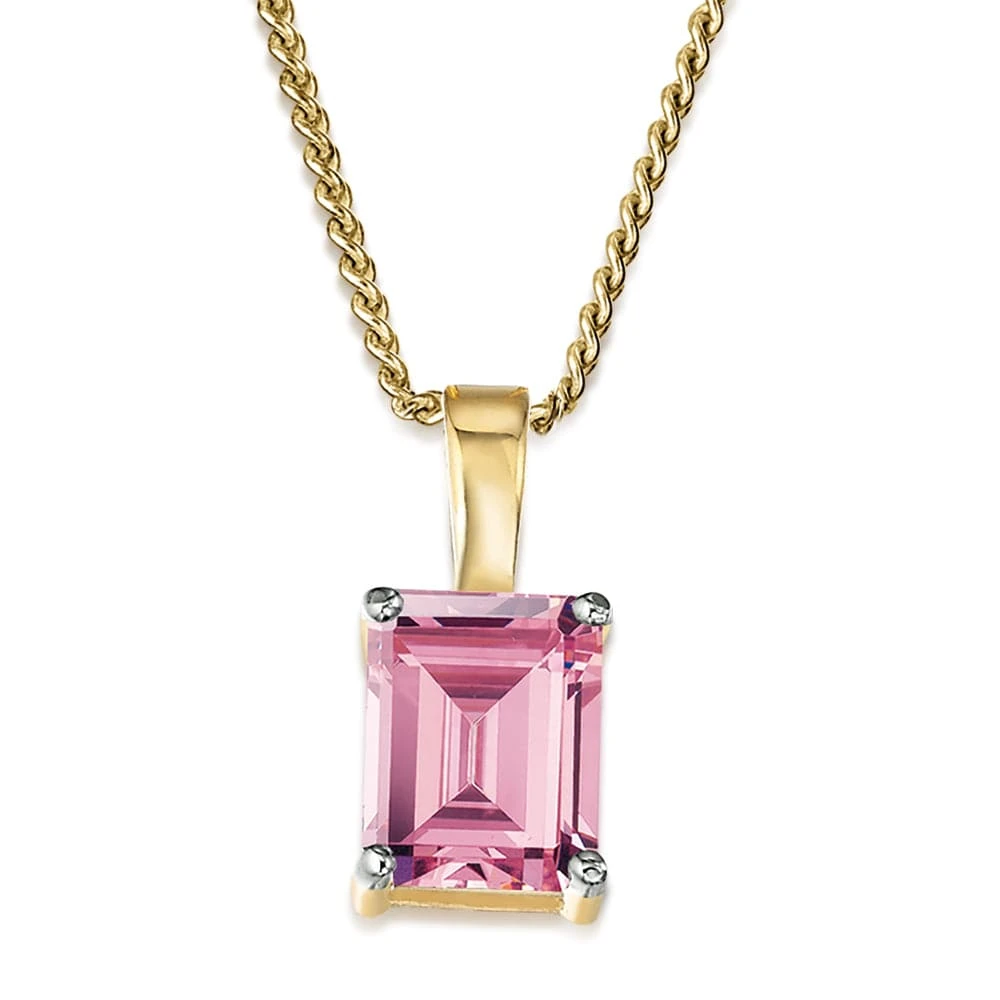 Pink Emerald Cut Pendant 3 Pink Emerald Cut Pendant