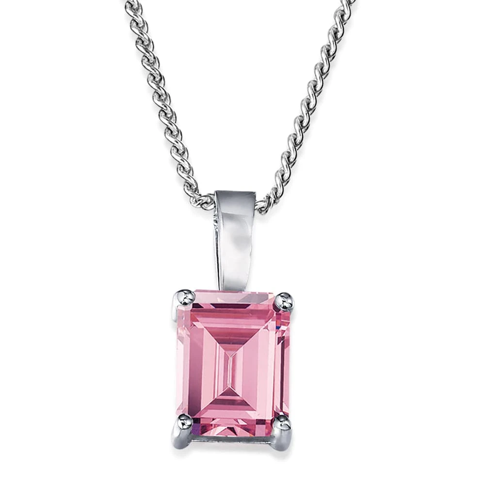 Pink Emerald Cut Pendant 4 Pink Emerald Cut Pendant - Image 2