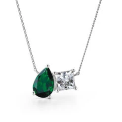 Toi Et Moi Tru-Emerald And Princess Necklace 8 Toi Et Moi Tru-Emerald And Princess Necklace -Trudiamonds T5504 PC