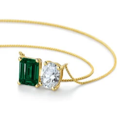 Toi Et Moi Tru-Emerald And Oval Necklace -Trudiamonds T5506 GC 2