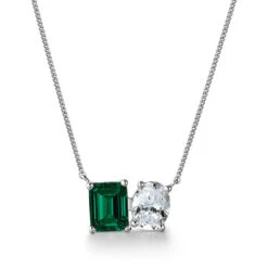 Toi Et Moi Tru-Emerald And Oval Necklace -Trudiamonds T5506 PC 1