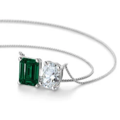 Toi Et Moi Tru-Emerald And Oval Necklace -Trudiamonds T5506 PC 2