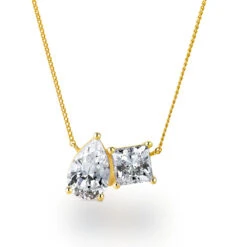 Toi Et Moi Pear And Princess Cut Necklace