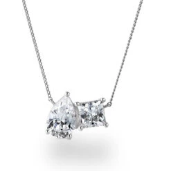 Toi Et Moi Pear And Princess Cut Necklace -Trudiamonds T5556 PC