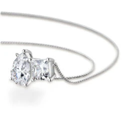 Toi Et Moi Pear And Princess Cut Necklace -Trudiamonds T5556 PC 2