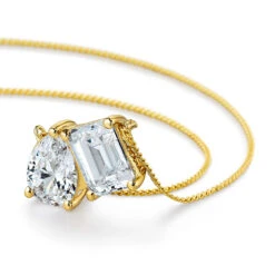 Toi Et Moi Pear And Emerald Cut Necklace -Trudiamonds T5857 GC 2