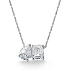 Toi Et Moi Pear And Emerald Cut Necklace -Trudiamonds T5857 PC 1
