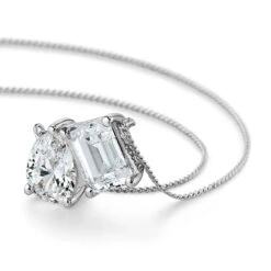 Toi Et Moi Pear And Emerald Cut Necklace -Trudiamonds T5857 PC 2
