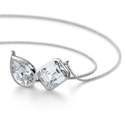 Toi Et Moi Bezel Pear And Emerald Cut Necklace -Trudiamonds T5858 PC 2