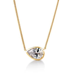 2 Ct. East-West Bezel Pear Necklace