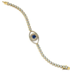 Tru-Sapphire Double Halo Tennis Bracelet -Trudiamonds T7008 GC 1