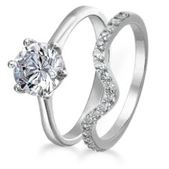 2 Ct. Tulip Solitaire Ring Set -Trudiamonds T8062 PC 2