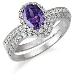 Tru-Amethyst Cincature Ring Set -Trudiamonds T8072 PC